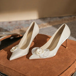 French Heels Bridal Shoes Flower Wedding Shoes High Heels Single Shoes high heels