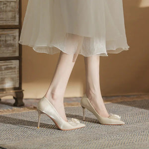 French Heels Bridal Shoes Flower Wedding Shoes High Heels Single Shoes high heels