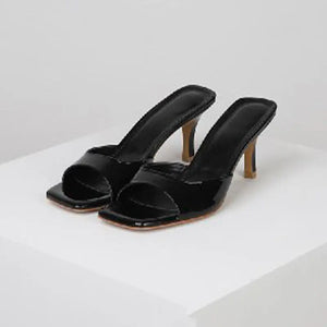 High-heeled sandal slippers-New British style women's slippers high heels