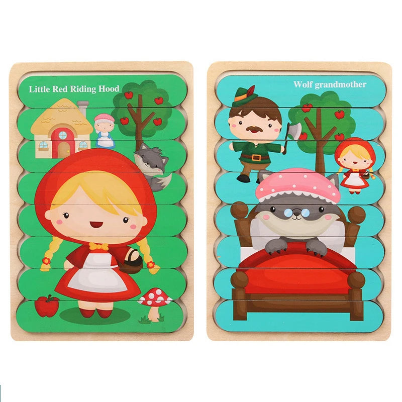 Montessori Baby Holzpuzzle Spielzeug Kinder Lernspiel 3D Cartoon Tier Puzzle Spielzeug Aktivitätsbrett für Kinder 2 3 Jahre