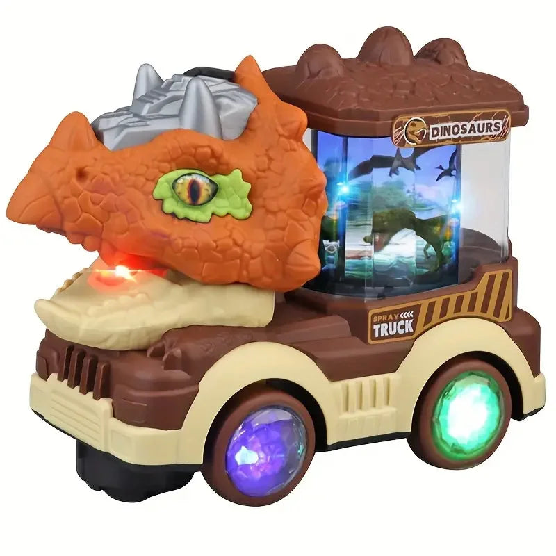 Elektrisches Universal-Dinosaurier-Auto-Spielzeug für Kinder Spray Tyrannosaurus Rex Ingenieurauto-Puzzlespielzeug für Jungen und Mädchen Geburtstags- und Weihnachtsgeschenk