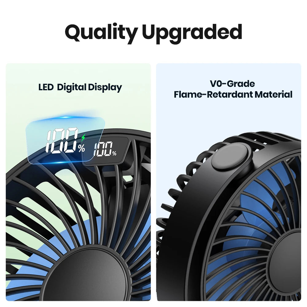 مروحة TOPK صغيرة محمولة 5000 مللي أمبير قابلة لإعادة الشحن بشاشة LED ومروحة مكتب 360 درجة دوران هادئة ومروحة تبريد كهربائية شخصية للتخييم