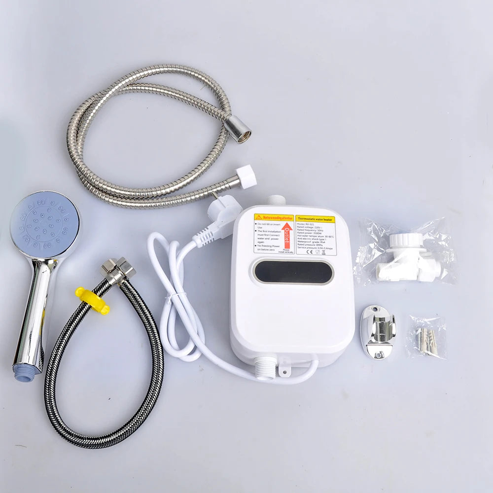 Проточный водонагреватель для душа, ванной комнаты, смеситель с вилкой ЕС, водонагреватель 3500 Вт, цифровой дисплей для загородного дома, коттеджа, отеля