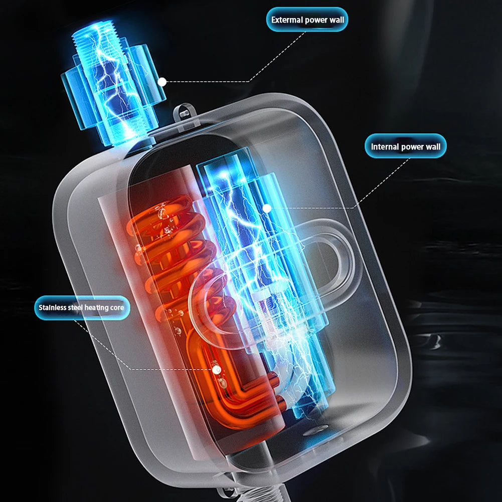 Мини-водонагреватель с функцией мгновенного отключения, электрический водонагреватель из нержавеющей стали 304, для душа, быстрый нагрев для ванной комнаты