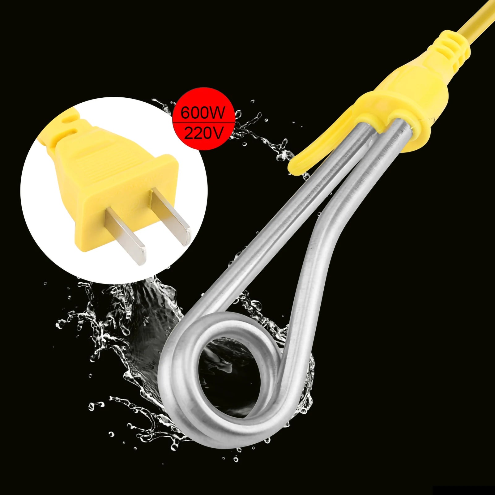 Электрический нагревательный элемент Мини-бойлер для нагрева воды и кофе, погружной нагревательный элемент для путешествий, 600 Вт, вилка CN, 220 В, мини-бойлер