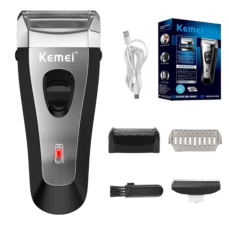 Kemei KM-9038 Folien-Profi-Elektrorasierer Tragbarer Rasierer Wiederaufladbarer Barttrimmer USB-Haarschneidemaschine für Herren