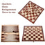 3 in 1 Wooden Chess Backgammon Checkers Set Board Game Travel Chess Games Portable Folding Box Entertainment Christmas Gift