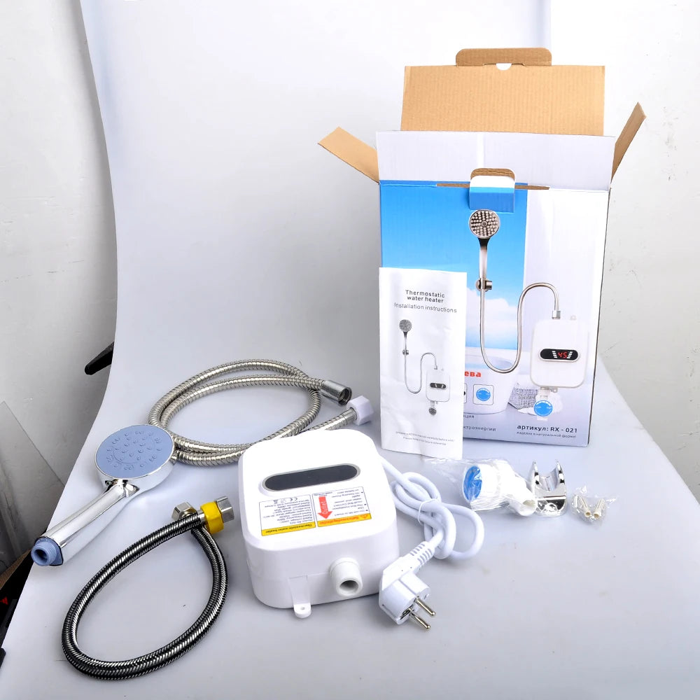 Проточный водонагреватель для душа, ванной комнаты, смеситель с вилкой ЕС, водонагреватель 3500 Вт, цифровой дисплей для загородного дома, коттеджа, отеля