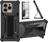 Funda compatible para Doogee N55 / N55 Pro / N55 Plus con soporte para teléfono [con protector de pantalla de vidrio templado] funda híbrida [soporte plegable magnético] [mate anti-huellas] negra