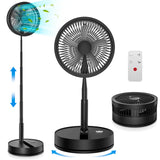7200mAh USB Rechargeable Portable Folding Fan Floor Low Noise Fan with Remote Control For Indoor Home Office Outdoor Camping