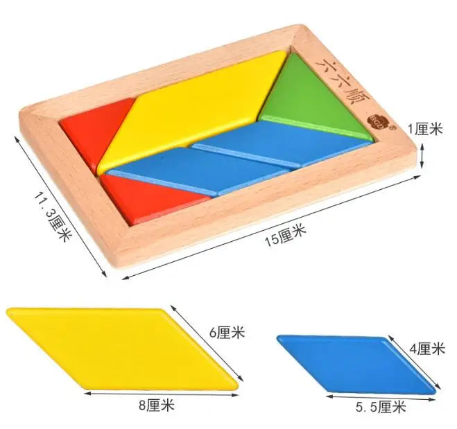 Wooden Board Puzzle Kids Educational Math Tangram Puzzles Game Toys for Adults Children