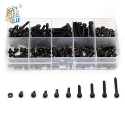 280pcs/box  M2 M2.5 M3 Screw kits Hex socket head cap screw DIN912 Black steel Hexagon Cylinder Bolt Kits