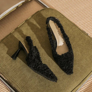 High Heels Hairy High Heels Baotou Back Hollow Fine Heeled High Heeled Single Shoes high heels