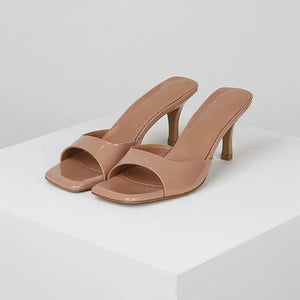 High-heeled sandal slippers-New British style women's slippers high heels