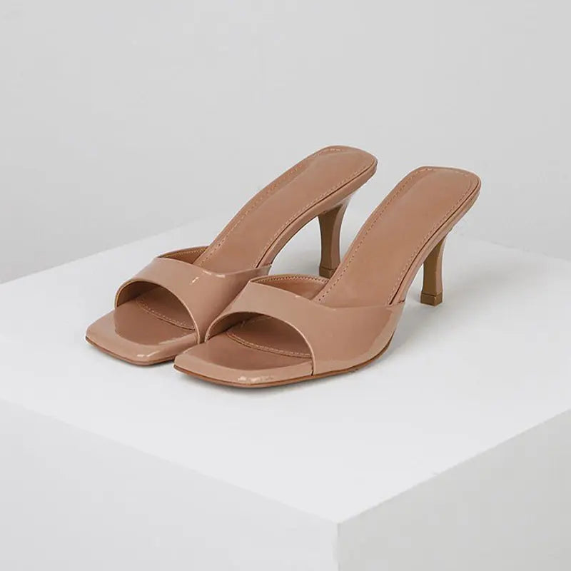 High-heeled sandal slippers-New British style women's slippers high heels