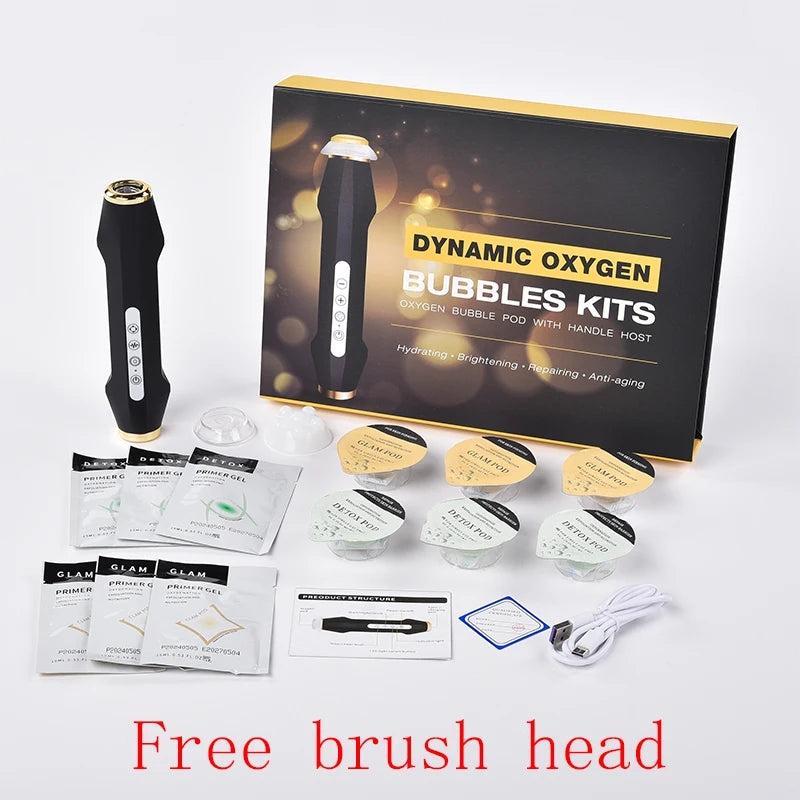 Updated Co2 Bubble Oxygenation Pods Pen Add Brush Head Facial Cleaning Skin Whitening Anti-Aging Portable Beauty Device