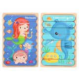 Puzzle en bois Montessori pour bébé, jouets éducatifs pour enfants, jeu de puzzle 3D en forme d'animaux de dessin animé, tableau d'activités pour enfant de 2 à 3 ans