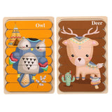 Puzzle en bois Montessori pour bébé, jouets éducatifs pour enfants, jeu de puzzle 3D en forme d'animaux de dessin animé, tableau d'activités pour enfant de 2 à 3 ans