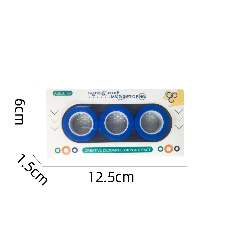 Anneaux magnétiques jouet anti-stress pour adulte, idée cadeau ADHD anxiété ensemble de jouets magnétiques anti-stress anneaux spinner pour soulagement, cadeaux pour adolescents