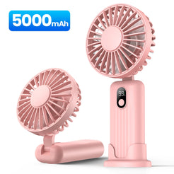 TOPK Portable Mini Fan,2400mAh USB Rechargeable Hand Neck Fan 3in1 Personal Electric Fan Standing Fans for Room Camping Foldable