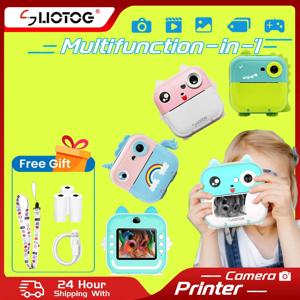 Children Digital Camera 1080P HD Toys Thermal Print Camera for Boys Girls Study Mini Camera Toys Best Birthday Christmas Gifts
