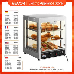 VEVOR 2/3 Tiers Countertop Food Warmer Commercial 3D Heating Pizza Pastry Warmer with Temp Knob Display Kitchen Appliance
