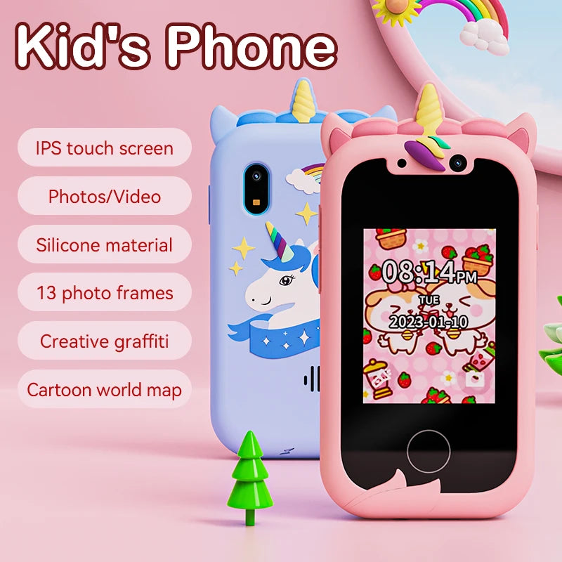 Kids Smart Phone Camera Toys Touchscreen Unicorn Baby Mobile MP3 Player Digital Camera Educational Toys for Girls Boys Age 3-8