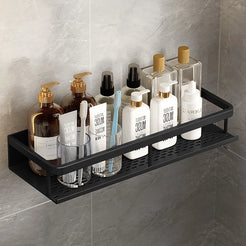 Black Space Aluminum  Toilet Rack Wall-mounted Bathroom Shelves  Changing Basket Set For Kitchen Accessories