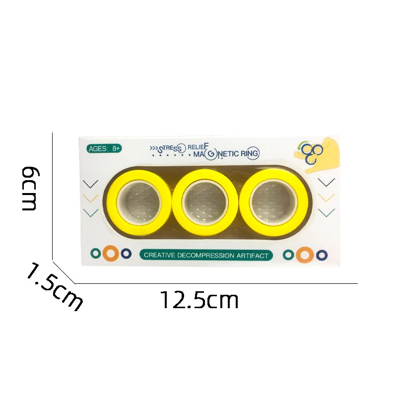 Anneaux magnétiques jouet anti-stress pour adulte, idée cadeau ADHD anxiété ensemble de jouets magnétiques anti-stress anneaux spinner pour soulagement, cadeaux pour adolescents