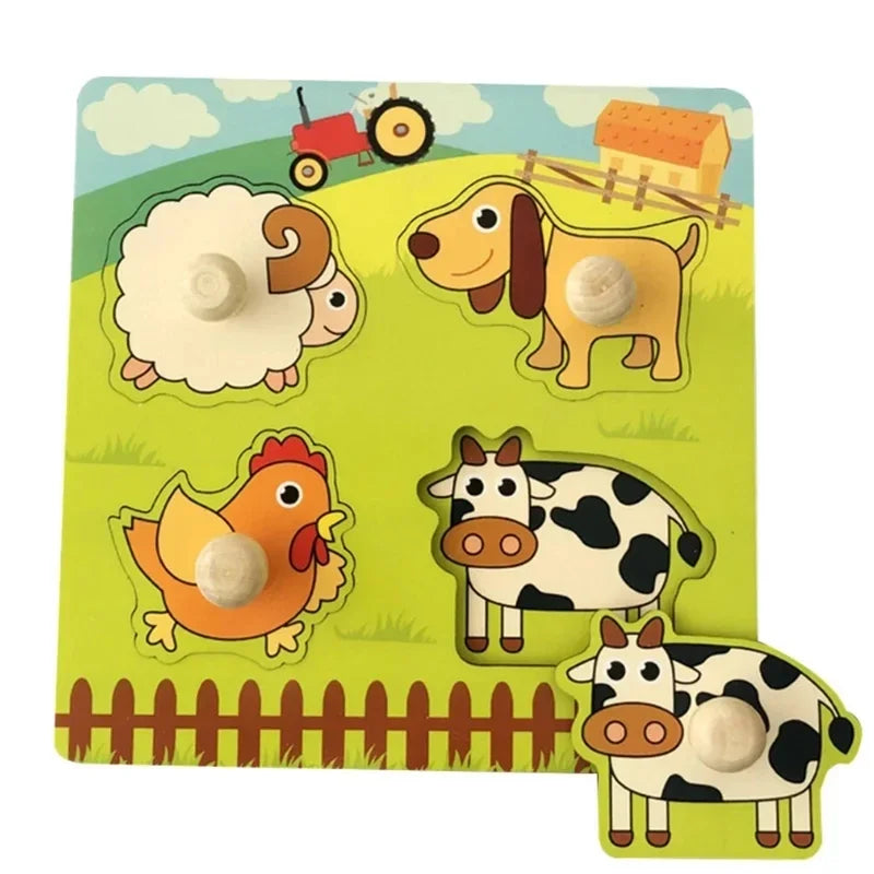 Jouets Montessori pour bébé Puzzles en bois 3D Tableau à gratter à la main pour enfants Puzzle Jouet éducatif précoce d'apprentissage Cognitif sur les fruits