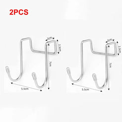 2PC 304 Stainless Steel Hook Free Punching Double S-Shape Hook Kitchen Bathroom Cabinet Door Back Type Coat Towel Storage Hanger