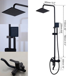 KEMAIDI Matte Black Shower Set Wall Mounted Rainfall Shower Head 3 Way Mixer Adjustable Bathroom Shower Faucet Bathtub Tap