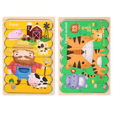 Puzzle en bois Montessori pour bébé, jouets éducatifs pour enfants, jeu de puzzle 3D en forme d'animaux de dessin animé, tableau d'activités pour enfant de 2 à 3 ans