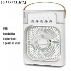 2025 New Portable Three in One Desktop Fan Air Conditioner Household Small Air Cooler LED Night Light Humidifier Household Fan
