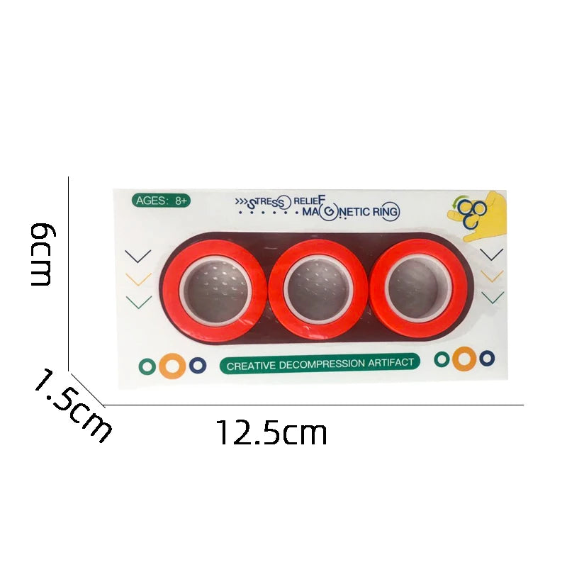 Anneaux magnétiques jouet anti-stress pour adulte, idée cadeau ADHD anxiété ensemble de jouets magnétiques anti-stress anneaux spinner pour soulagement, cadeaux pour adolescents