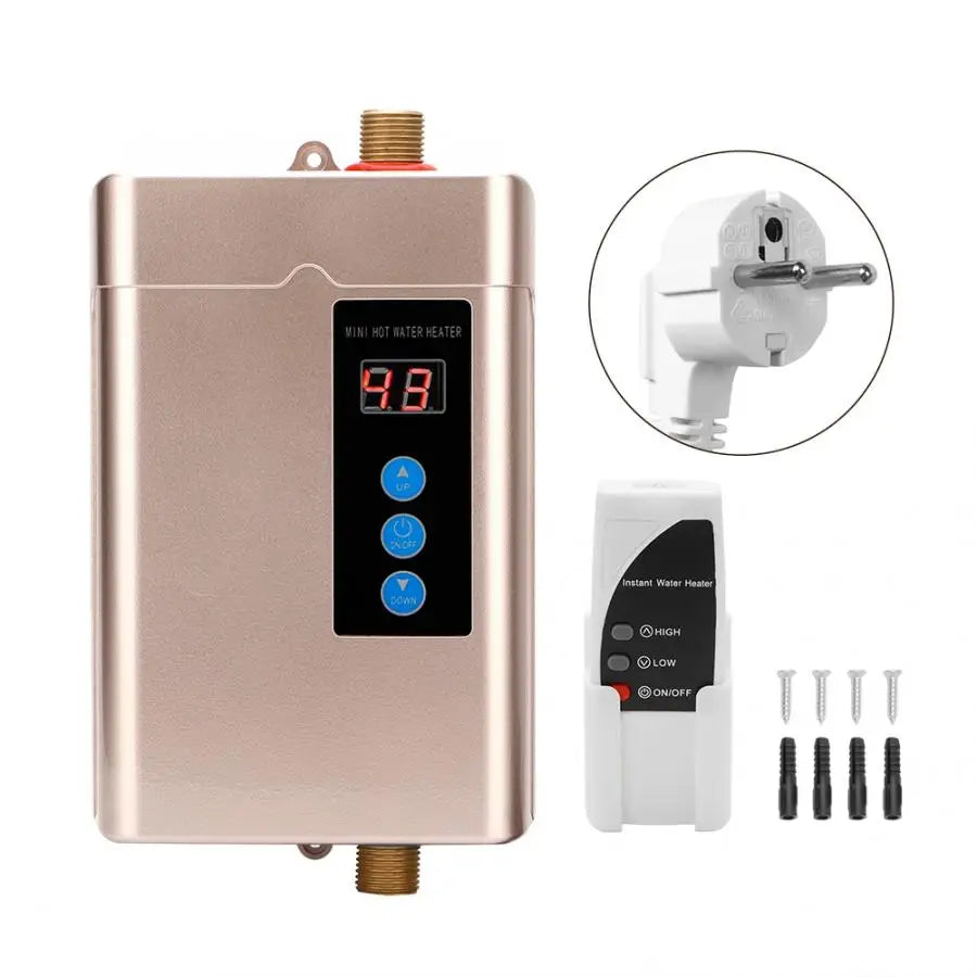 Chauffe-eau instantané électrique sans réservoir 4 vitesses Mini système de chauffage d'eau instantané pour cuisine salle de bain 110-240V