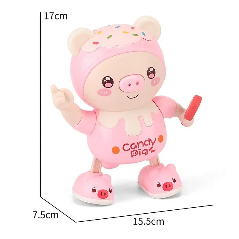 Muñeco de Juguete Cerdito Bailarín Electrónico Mejorado, Muñeca Inteligente de Cerdito Lindo con Iluminación Eléctrica, Música, Giro, Balanceo Izquierda y Derecha y Caminar