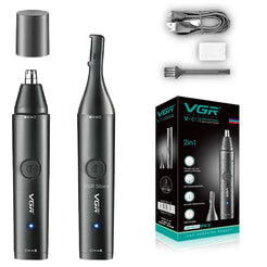VGR Washable Nose Hair Trimmer Beard Facial Hair Trimer Eyebrow Electric Brow Nose Trimmer 2 In 1 Rechargeable V-613
