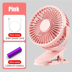 USB Rechargeable Table Fan Clip-on Type Portable Mini Desk Fan 360 Degree Rotation Adjustable Clip-on Fan For Student Dormitory