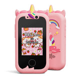 Téléphone intelligent pour enfants Jouets caméra Écran tactile Licorne Mobile bébé Lecteur MP3 Appareil photo numérique Jouets éducatifs pour filles garçons âge 3-8 ans