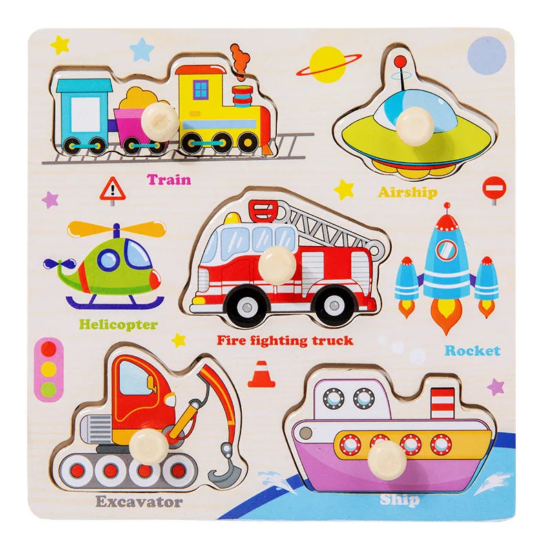 Puzzle en bois Montessori pour bébé, jouets éducatifs pour enfants, jeu de puzzle 3D en forme d'animaux de dessin animé, tableau d'activités pour enfant de 2 à 3 ans