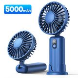 Ventilateur Mini Portable TOPK, Ventilateur de Cou à Main Rechargeable USB 2400mAh 3en1 Ventilateur Électrique Personnel Ventilateurs sur Pied pour Chambre Camping Pliable