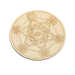 Pendulum Ouija Board Game Metatron Cube Sacred Geometry Crystal Grid Wood Plate Chakra Yoga Meditation Wicca Altar Ritual Decor