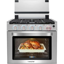 17 Inch RV Gas Range Stove Gas Range Oven for RV Use with 3 Burners 1.24Cu.Ft. Capacity Gas Oven Open Flame