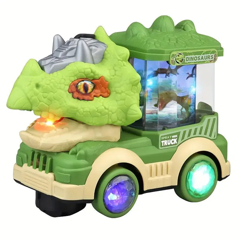 Juguetes de coche eléctrico universal de dinosaurio para niños, juguetes de coche de ingeniería con spray de Tyrannosaurus Rex, rompecabezas para niños y niñas, regalo de cumpleaños y Navidad