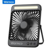 Ventilateur de bureau portable Warmco D4 rechargeable 20000mAh pour camping avec lumière, autonomie de 48 heures, ventilateur personnel silencieux de 8", affichage numérique