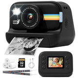 Appareil photo instantané pour enfants Objectif HD Écran 2,0 pouces Zoom avec 32 Go Cadeaux d'anniversaire pour enfants Festival Voyage Selfie Appareil photo numérique Jouets