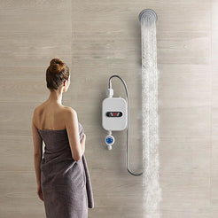 Mini Instant Water Heater Shower Automatic Power-Off 304 Stainless Steel Electric Water Heater Shower Rapid Heating for Bathroom