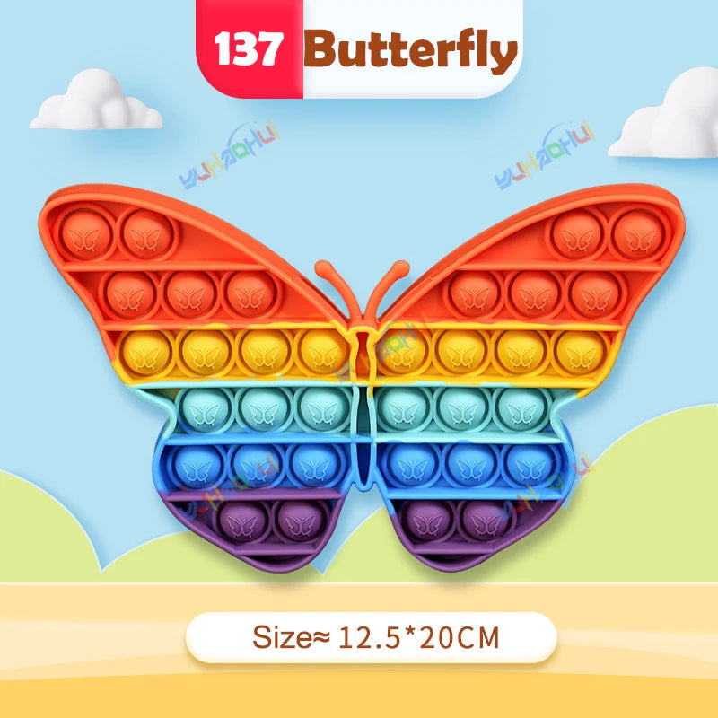 Jouets sensoriels interactifs pour enfants, jouets anti-stress à bulles Rainbow Pop Push Fidget pour adultes, enfants et besoins spéciaux