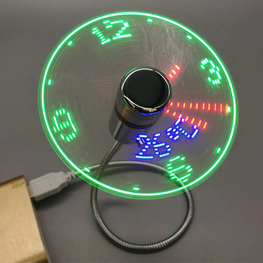 Ventilateur Horloge LED USB Mini Ventilateur Refroidissant Clignotant Horloge Affichage Heure Température Ventilateur Mini USB pour Ordinateur Portable PC Notebook